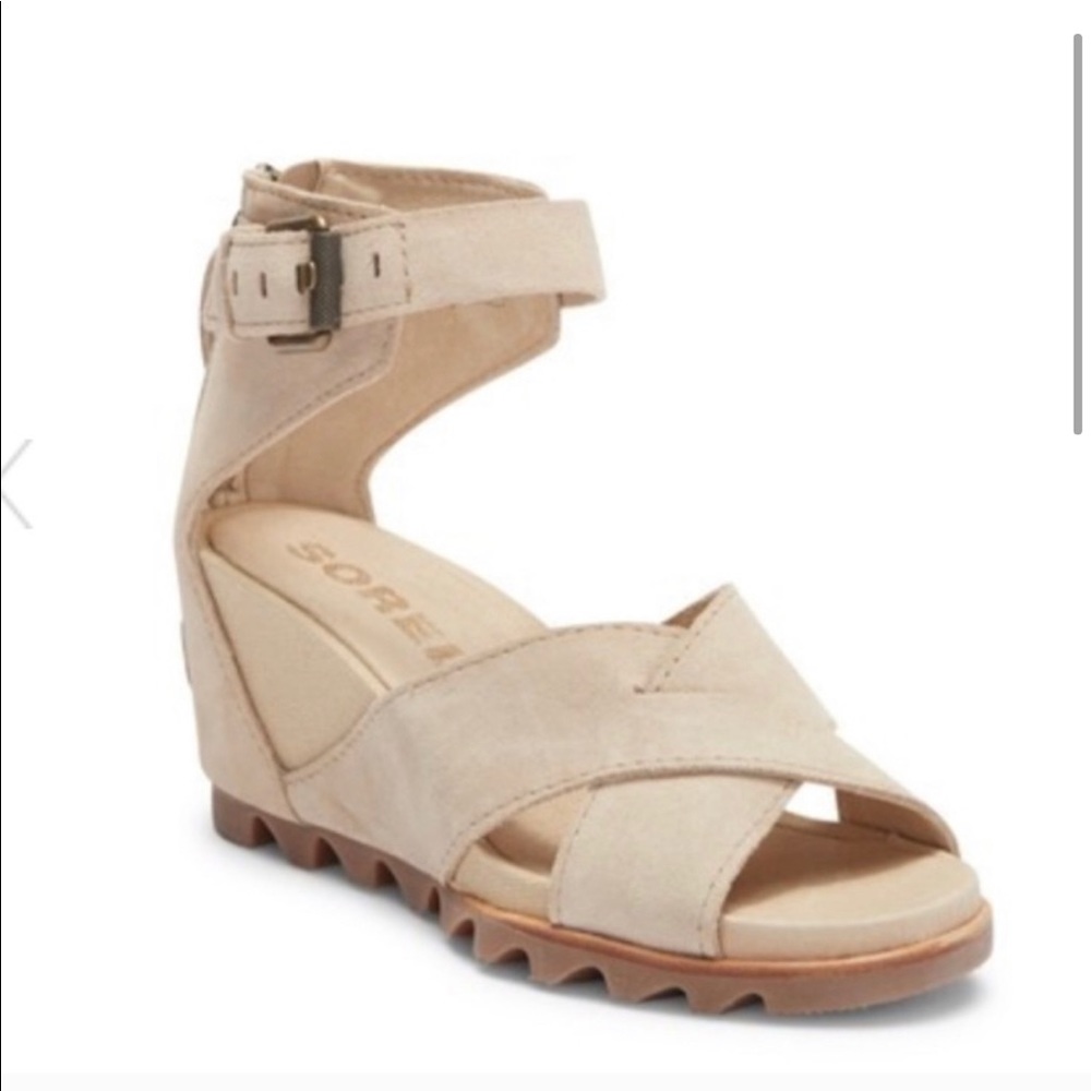 Sorel Joanie II Cream Wedge Sandals - Picture 3 of 10
